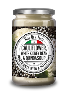 3D cauliflower,white kidney bean&quinoa soup